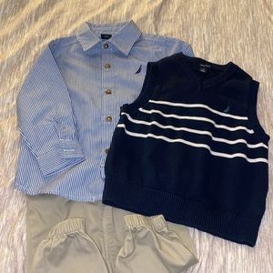 Nautica 3-Pc Set Knit Vest/Shirt/Pants  Size 2T
